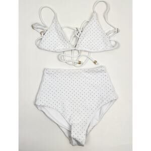 L*Space Bikini Set Kara Studded Bikini Top Bottom in White Size XS Triangle